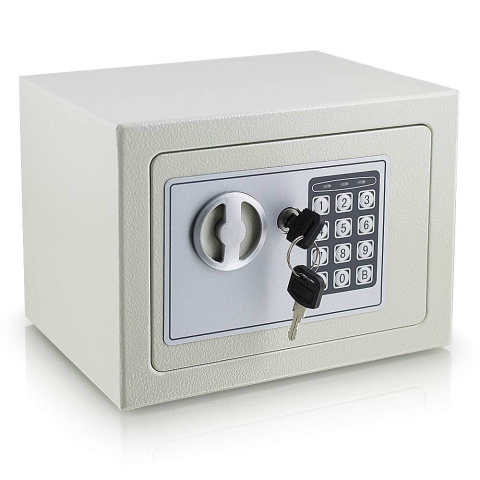 Sejf elektroniczny mini (jasny szary) na kluczyk i szyfr Sejf elektroniczny mini (jasny szary) na kluczyk i szyfr