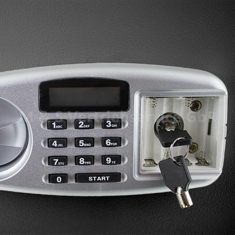 Sejf czarny na zamek elektroniczny i kluczyk Sejf czarny na zamek elektroniczny i kluczyk
