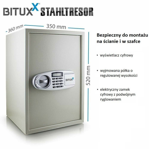 SEJF ELEKTRONICZNY JASNO SZARY Na zamek elektroniczny i kluczyk SEJF ELEKTRONICZNY JASNO SZARY Na zamek elektroniczny i kluczyk