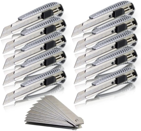 75szt. Nożyk Do Tapet 18mm Aluminiowy Łamane Ostrze