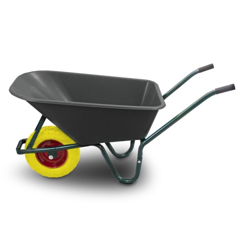 Taczka Ogrodowa/Budowlana Jednokołowa 100L 250kg Misa PVC CZARNA Koło PU Żółte