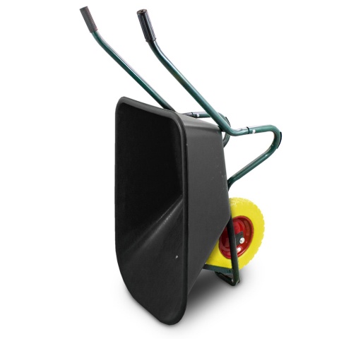 Taczka Ogrodowa/Budowlana Jednokołowa 100L 250kg Misa PVC CZARNA Koło PU Żółte
