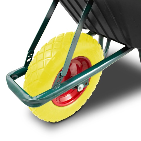 Taczka Ogrodowa/Budowlana Jednokołowa 100L 250kg Misa PVC CZARNA Koło PU Żółte