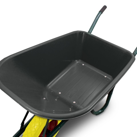Taczka Ogrodowa/Budowlana Jednokołowa 100L 250kg Misa PVC CZARNA Koło PU Żółte