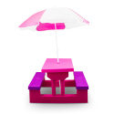 Stolik ogrodowy dziecięcy z parasolem różowy