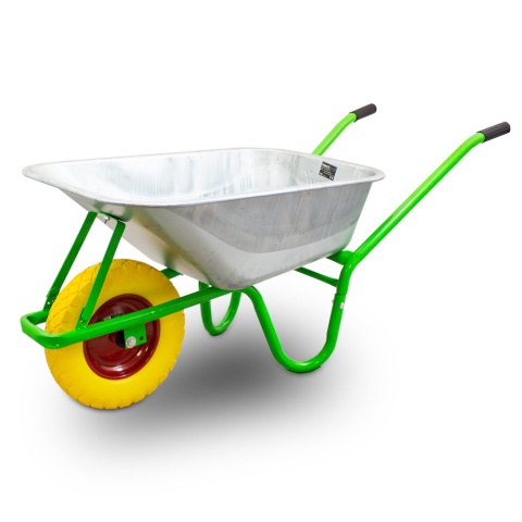 Taczka Ogrodowa/Budowlana Jednokołowa 100L 250kg Misa PVC CZARNA Koło PU Żółte