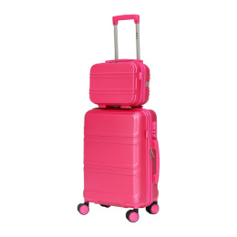 Walizki podróżne samolotowe kabinowa + kuferek różowe