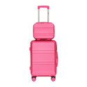 Walizki podróżne samolotowe kabinowa + kuferek różowe