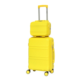 Walizki podróżne samolotowe kabinowa + kuferek żółte