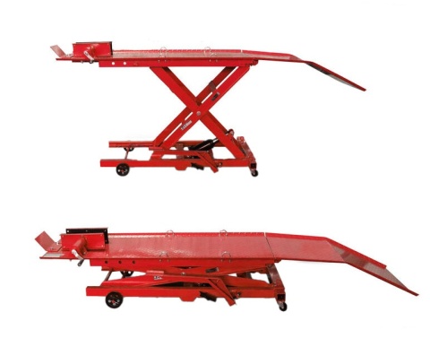 Podnośnik nożycowy hydrauliczny platforma serwisowa do 360kg czerwony Podnośnik nożycowy hydrauliczny platforma serwisowa do 360kg czerwony