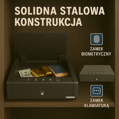 Sejf meblowy z zamkiem elektronicznym i biometrycznym kompaktowy czarny Sejf meblowy z zamkiem elektronicznym i biometrycznym kompaktowy czarny