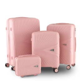 Zestaw 4 Walizek BERWIN ABS – Matowy Róż | XL, L, M + Kuferek, lekkie i odporne