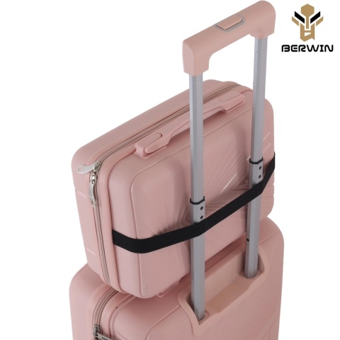 Zestaw 4 Walizek BERWIN ABS – Matowy Róż | XL, L, M + Kuferek, lekkie i odporne