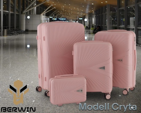 Zestaw 4 Walizek BERWIN ABS – Matowy Róż | XL, L, M + Kuferek, lekkie i odporne