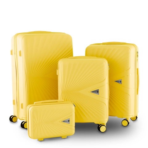Zestaw 4 Walizek BERWIN ABS – Żółty Tropikalny (XL + L + M + Kuferek)