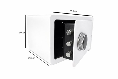 Biały sejf biurowy domowy na kod i klucz elektroniczny odcisk palca