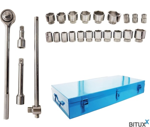 Klucze nasadowe z grzechotką 19-70mm 25 elementów