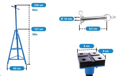 Podpora kobyłka osiowa 2T niebieska