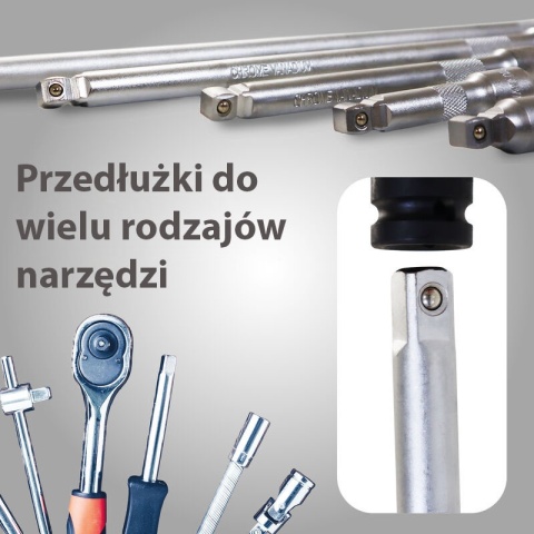 Przedłużki nasadowe do grzechotek kluczy 3/8" 40-400 mm