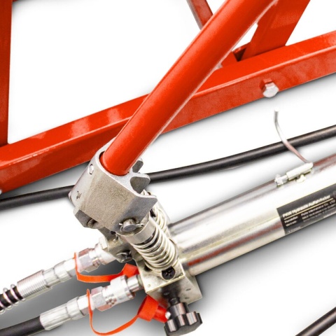 Rampy z podnośnikiem hydraulicznym najazdy samochodowe 2720kg czerwone