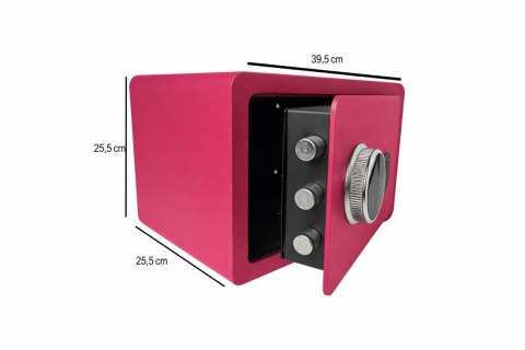 Różowy sejf biurowy domowy na kod i klucz elektroniczny odcisk palca