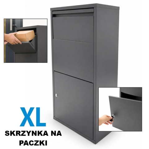 Skrzynka na paczki pocztowa XL z klapą zabezpieczającą szara BITUXX