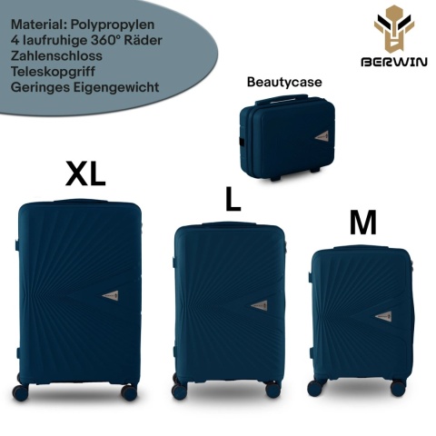 Zestaw 4 Walizek BERWIN ABS – Morska Zieleń (XL, L, M + Kuferek)