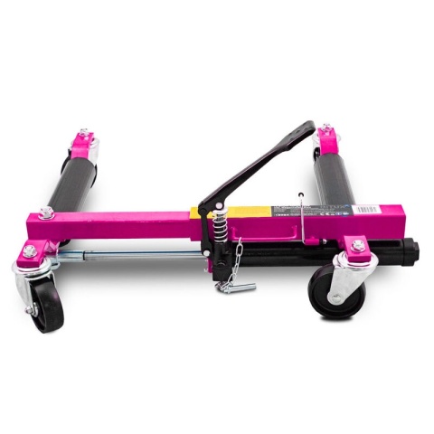 Zestaw 4 hydraulicznych wózków manewrowych BITUXX - udźwig do 680 kg na wózek + stojak transportowy MAGENTA w zestawie