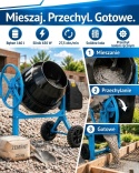 Betoniarka Mieszarka do zaprawy i cementu Elektryczna 160L BITUXX