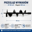 Nasadka świdra ziemnego do sadzenia / urządzenia wiertniczego 100x400 mm ślimakowy
