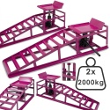 Rampy samochodowe z podnośnikiem hydraulicznym 2x2000kg magenta