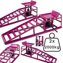 Rampy samochodowe z podnośnikiem hydraulicznym 2x2000kg magenta