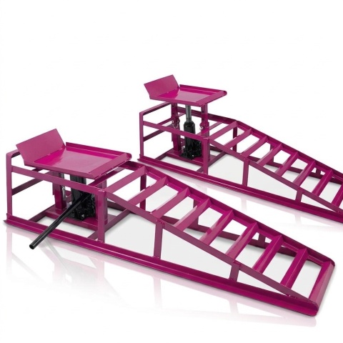 Rampy samochodowe z podnośnikiem hydraulicznym 2x2000kg magenta