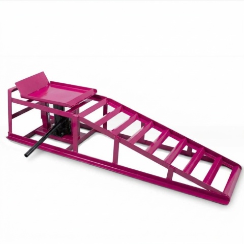 Rampy samochodowe z podnośnikiem hydraulicznym 2x2000kg magenta
