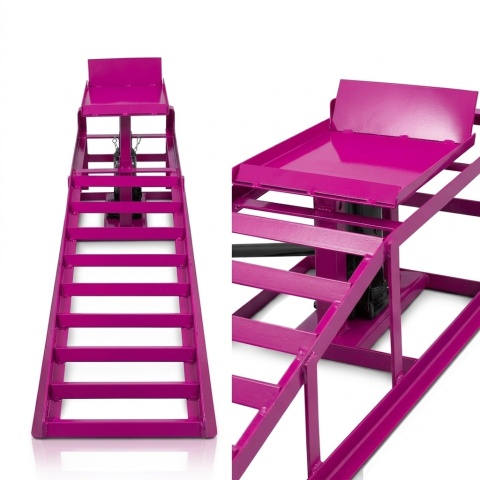 Rampy samochodowe z podnośnikiem hydraulicznym 2x2000kg magenta